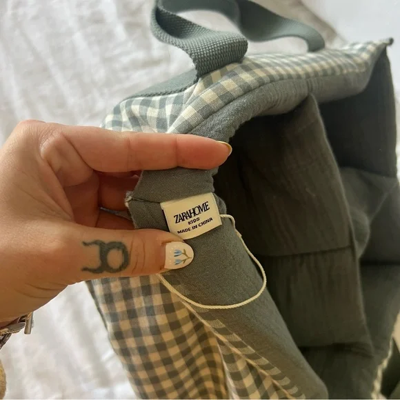 Zara Blue Checkered Storage Basket/diaper caddy - Picture 4 of 4